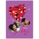 Personalised Mothers Day Card with Heart Photo Upload on Purple Background