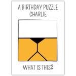 Personalised Funny Birthday Puzzle Card with Cat Illustration and Custom Name