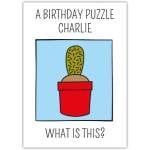 Personalised Birthday Puzzle Plant Pot Card with Humorous Design