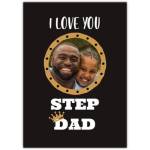 I Love You Step Dad Personalised Photo Upload Greeting Card with Gold Crown Design