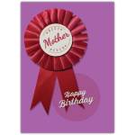 Best Mother Ever Red Ribbon Birthday Card on Purple Background
