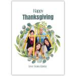 Personalised Happy Thanksgiving Photo Card with Greenery Wreath Design