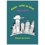 Personalised Good Luck New Home Card with Modern City Skyline Design