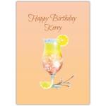 Personalised Happy Birthday Card with Tropical Cocktail and Lemon Design