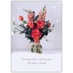 Personalised Birthday Card with Vibrant Orange Floral Bouquet in Vase
