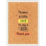Personalised Thank You Card with Corkboard Design and Custom Name Option