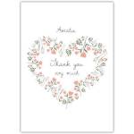 Personalised Floral Heart Thank You Card with Custom Name Option