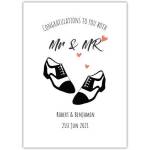 Personalised Congratulations Mr and Mr Wedding Card with Shoes and Hearts Design