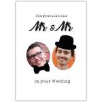 Personalised Congratulations Mr and Mr Wedding Photo Card with Bow Tie and Hat Design