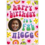 Personalised Happy Birthday Fab Niece Photo Upload Card with Colourful Flowers