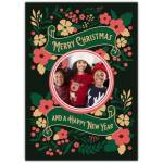 Personalised Floral Merry Christmas and Happy New Year Photo Card
