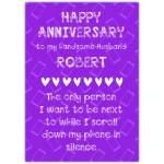 Personalised Happy Anniversary Card for Husband Scroll Phone Love Design