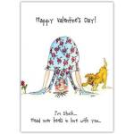 Funny Valentines Day Card Head Over Heels in Love with You Dog Illustration