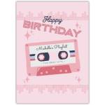 Personalised Happy Birthday Card with Retro Cassette Tape Design and Custom Text Option