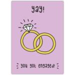 Engagement Congratulations Card with Illustrated Wedding Rings and Yay Message