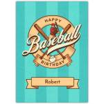 Personalised Happy Baseball Birthday Card with Vintage Player Design
