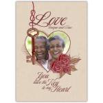 Personalised Love and Romance Card with Key and Heart Photo Frame for Anniversary or Valentine