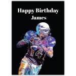 Personalised American Football Birthday Card for Him with Custom Name on Front