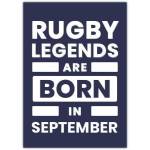 Happy Birthday Rugby Legend Blue Greeting Card