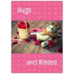 Hugs and Kisses Romantic Teddy Bears Valentine's Day Greeting Card