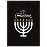 Happy Hanukkah Menorah Black Stars Greeting Card