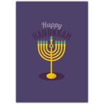 Happy Hanukkah Purple Menorah Greeting Card