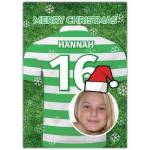 Personalised Football Jersey Christmas Card with Photo for Age 16 Girl