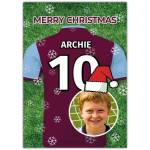 Personalised Football Jersey Christmas Card with Photo and Name on Back Number 10
