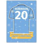Soccer Jersey Christmas Greeting - Light Blue Card