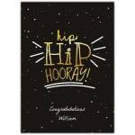 Personalised Hip Hip Hooray Congratulations Card with Gold Star Design