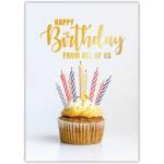 Happy Birthday Cupcake with Candles Card from All of Us Family and Friends