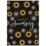 Anniversary Fireworks Gold Black Greeting Card