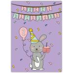 2nd Birthday Rabbit With Cupcake Card