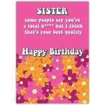 B**** Sister Birthday Card