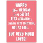 Much Loved 16th Sister Birthday Card