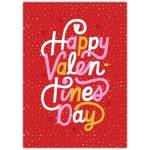 Happy Valentines Day Red and Gold Romantic Greeting Card with Heart Design