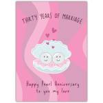 Thirty Years Pearl Anniversary Card with Cute Pearls in Shell Design