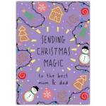 Sending Christmas Magic to the Best Mum and Dad Festive Holiday Greeting Card