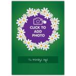 Personalised Floral Wreath Photo Upload Greeting Card with Custom Message Option