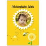 Personalised Spanish Happy Birthday Card with Sunflower and Bee Design for Children