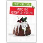 Merry Christmas Funny Pudding Pun Greeting Card for Family and Friends