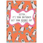 Funny Sister Birthday Card with Dodo Birds and Humorous Boobies Quote