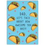 Dad Let's Taco About How Awesome You Are Humorous Fathers Day Card with Tacos Design