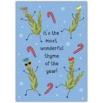 Funny Christmas Card with Dancing Thyme Herbs and Candy Canes Seasonal Greeting