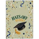 Graduation Card Hats Off To You with Confetti and Ribbon Design