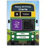 Personalised Irish County Bus Birthday Card with Photo and Age Customisation