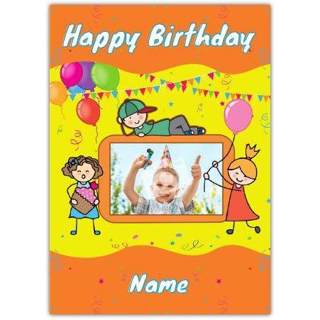 Personalised Boys Happy Birthday Card with Photo Frame and Name Option