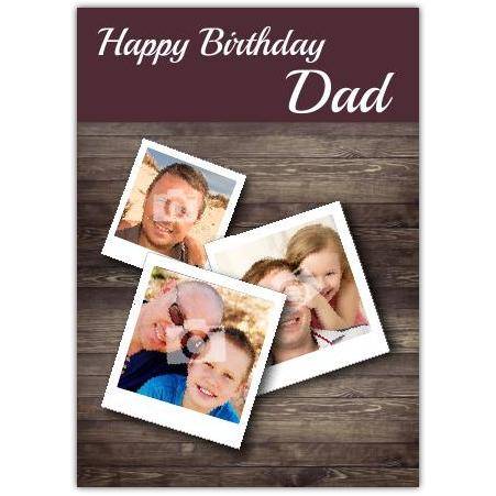 Personalised Wooden Table Birthday Card for Dad with Photo Collage Design