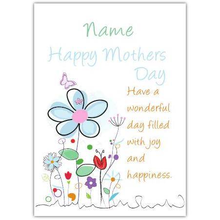 Personalised Happy Mothers Day Card with Colourful Flowers and Joyful Message