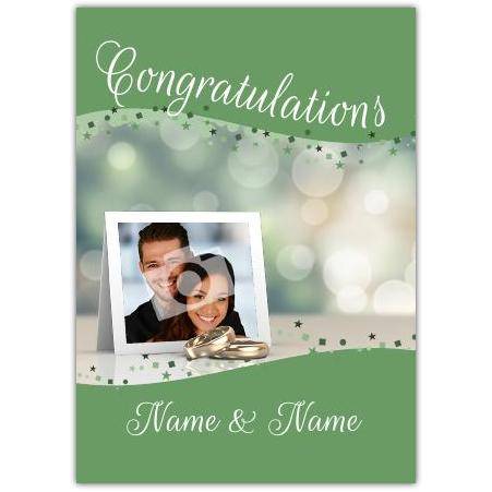 Personalised Wedding Congratulations Card with Photo and Wedding Rings Design